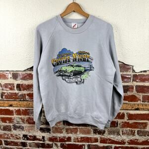 Vintage Car Show Sweatshirt Size XL Grey Fleece Crewneck Cruise Night 1990 USA